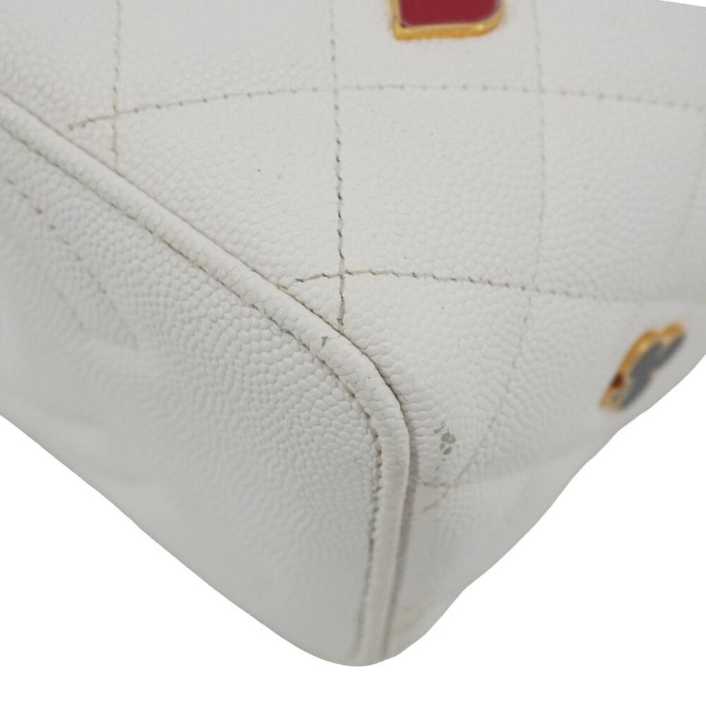 Chanel  Coco Casino Small Quilted Caviar Leather Chain Vanity Case White - Picture 9 of 16